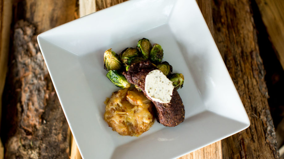 Ribeye with brussel sprouts.