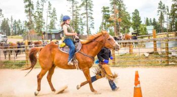 Little girl horse back riding